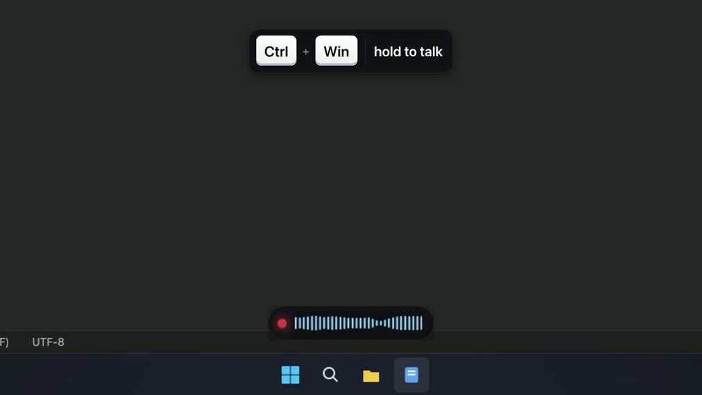 The pill above the Windows taskbar while Ctrl+Win is held.